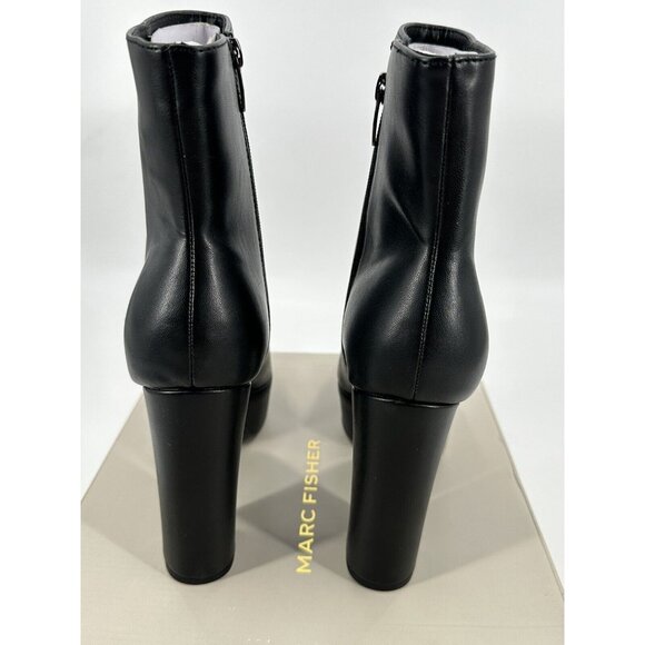 MARC FISHER Rublia 2 Womens Black Platform Bootie Heel Faux Leather Boots 9.5 M - Picture 6 of 10